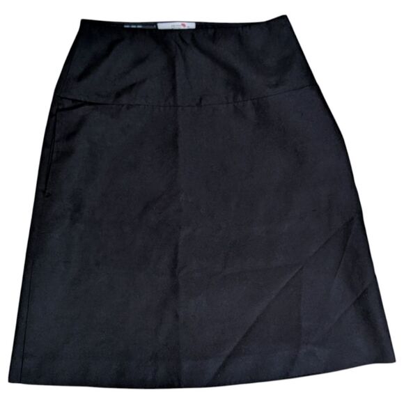 Prada Italy Black Classic High-Waisted A-Line Midi Skirt Size EU 38, US 6 - Picture 1 of 6